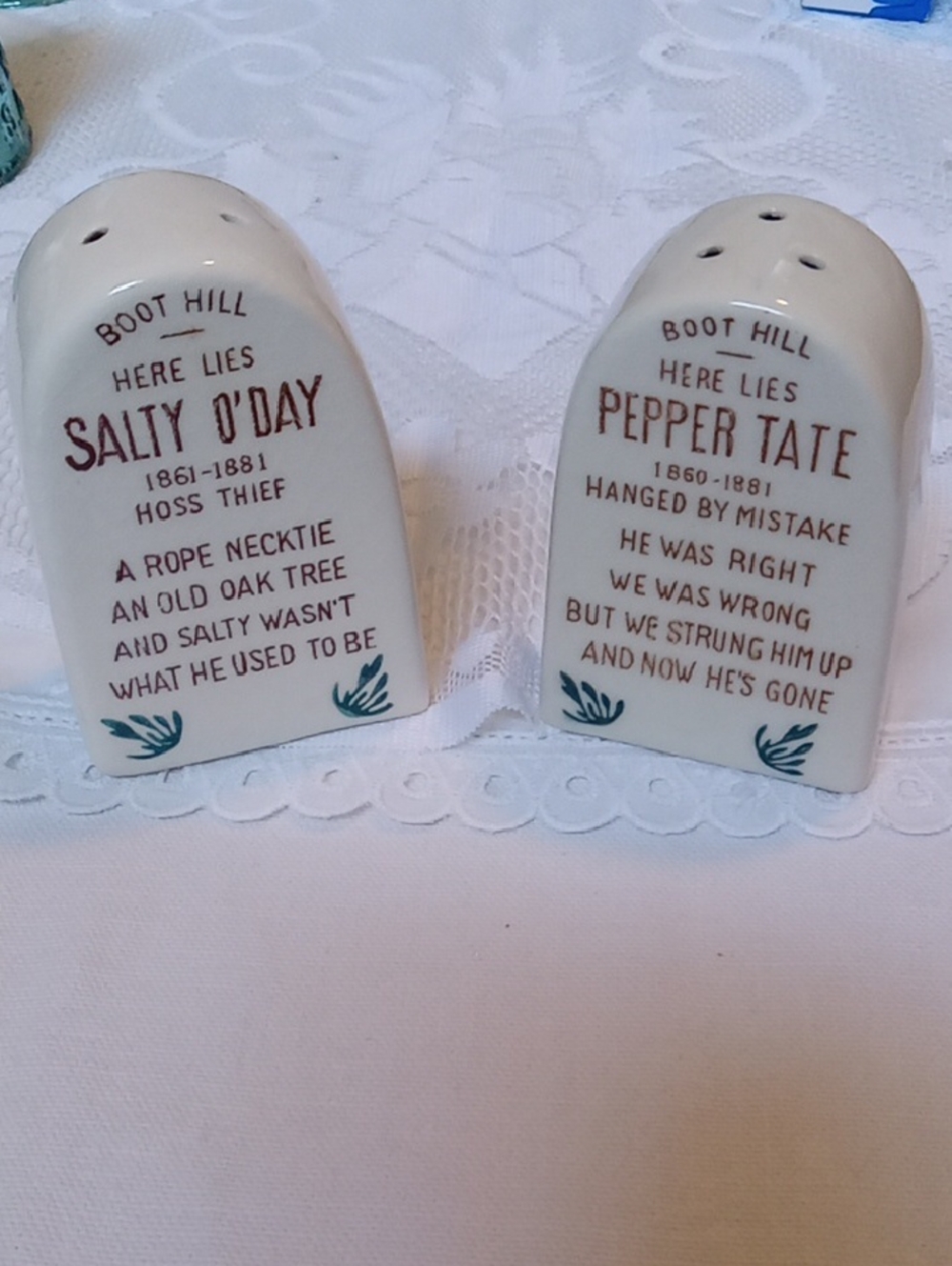 Tombstone Salt & Pepper Shaker Set Boot Hill